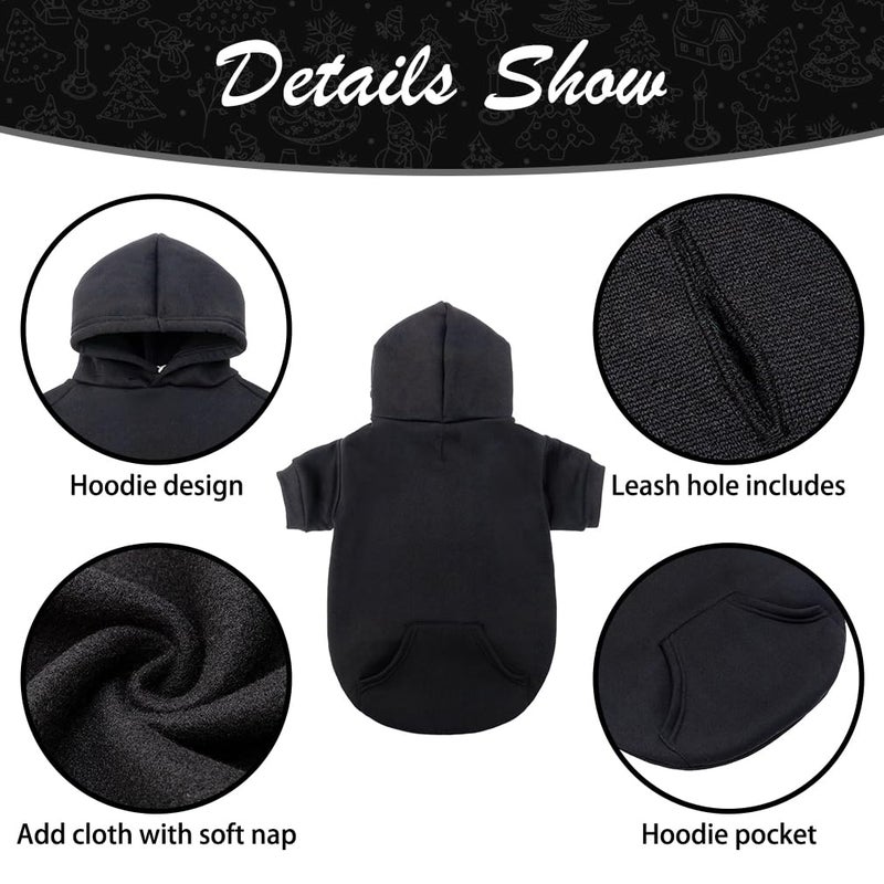 KOOLTAIL Basic Dog Hoodie - Soft and Warm Dog Hoodie Sweater with Leash Hole and Pocket, Dog Winter Coat, Cold Weather Clothes Sweatshirt for Small Medium Large Dogs Puppy Cat Boys Girls Black L - Image 4